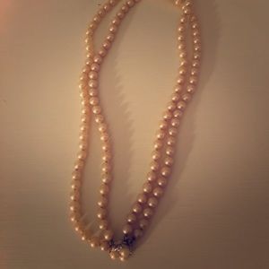 Faux double strand pearl necklace